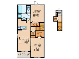 サニーブリーズ行事Ｂの物件間取画像